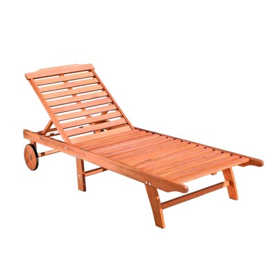 Solhome Smyrna Poolside Wood Folding Sunbathing Chaise Lounge