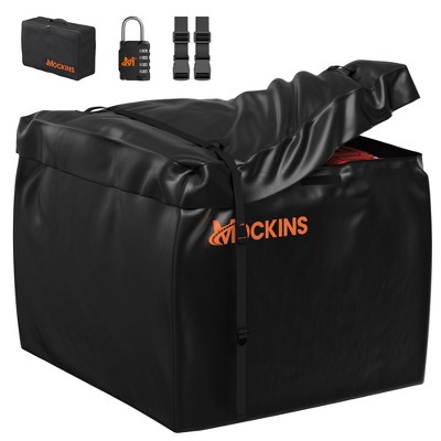 Mockins 30 Cu Ft. Square Car Cargo Carrier Bag (40"x40"x32") with Bag Lock, Buckle Straps and Carry Bag- Black