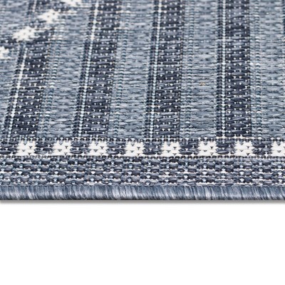 Navy Checker Diamond 78'' Indoor/Outdoor Synthetic Rug