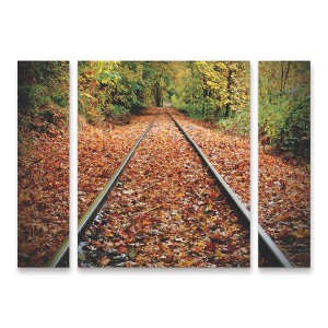 Trademark Fine Art Susan Vizvary Photography Looking Down the Tracks 3 Piece Panel Set Art - 1 of 3