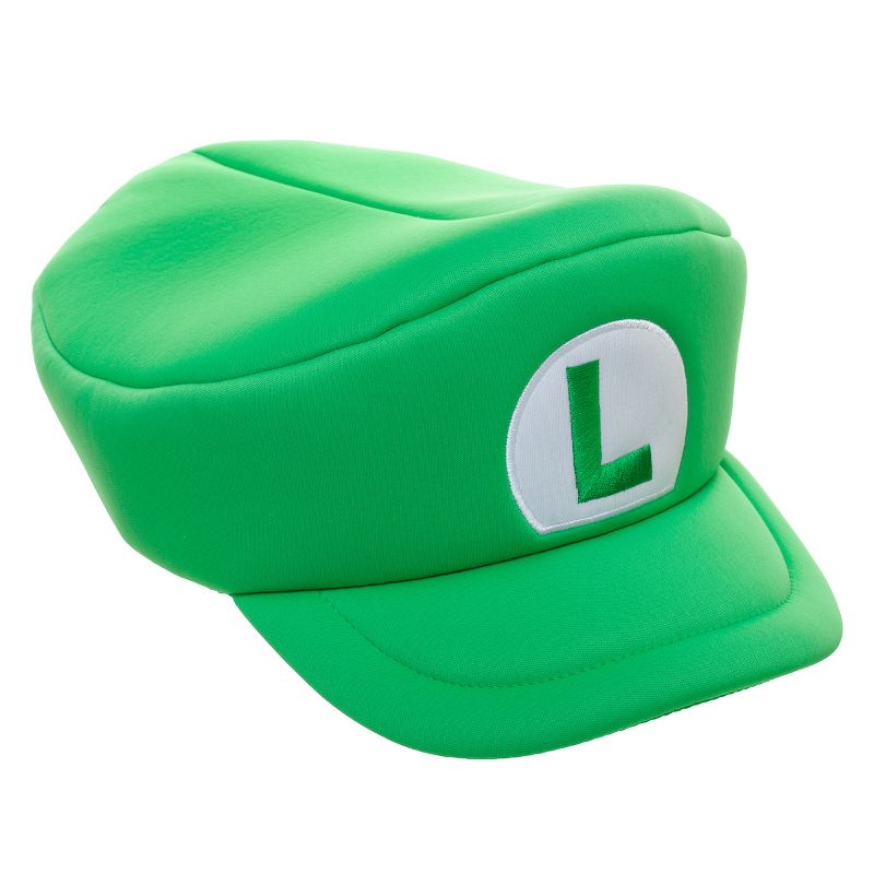Super Mario Bros Embroidered Luigi L Patch Adult Green Beret Cap, 3 of 7