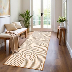 Modern Rug Runners for Hallways, Abstract Kitchen Runner Rugs Non Slip Bath Runner, Rainbow Washable Runners Rug - 1 of 4