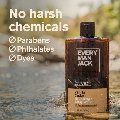Every Man Jack Naturally Derived Men's Body Wash - Vanilla + Cedar - 16.9 fl oz: Hydrating, Gel, Normal Skin