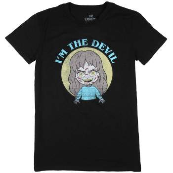 The Exorcist Women's Regan Chibi I'm The Devil Girl's Distressed T-Shirt Adult