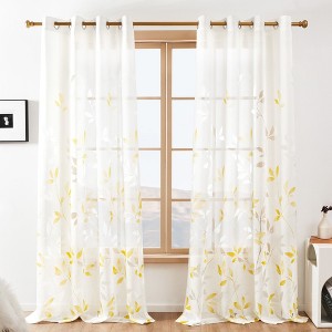 Deconovo Grommet White Semi Sheer Curtains Set of 2 - 1 of 4