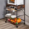 Kitchen Bakers Rack Removable Microwave Oven Stand With Wire Basket Wheels With Anti-skid Locks Kitchen Storage Shelf Rack For Spices Pots Pans - 3 of 4