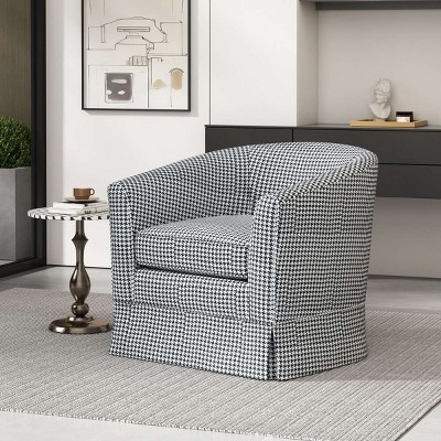 Swivel Modern Upholstered Accent Chair, 360° Rotating Lounge Chair with Removable Cover for Living Room or Reading Nook - The Pop Home