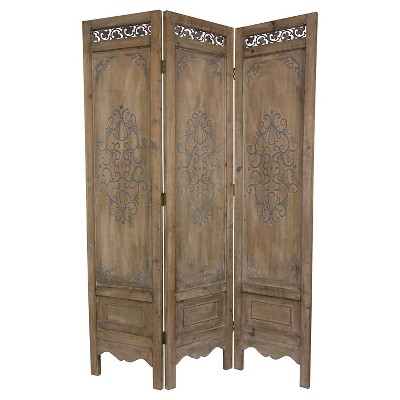 6 ft. Tall Antiqued Scrollwork Room Divider - Oriental Furniture