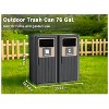Gulches 2×80L Outdoor Waste Bin with Double-Bucket, Wood Design, Double Lid & Fluid Tray, Weather-Resistant, Fits 30-39 Gal Bags - 4 of 4
