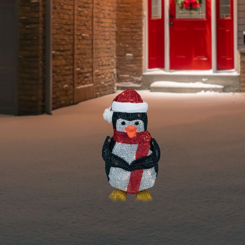 Northlight 19.5" White and Red Lighted Penguin with Santa Hat Outdoor Christmas Decoration, 2 of 6