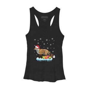 Women's Design By Humans X-Mas Fox Christmas Lights Funny Wild Animal Design Gift T-Shirt By NekoShop Racerback Tank Top - 1 of 3