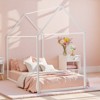 VEVOR Twin Size House Bed Frame, Metal Kids Floor Bed Frame with Roof, Heavy Duty Steel Slats Support, House Shape Bedframe, White - 2 of 4