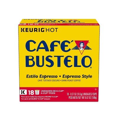 Cafe Bustelo Espresso Dark Roast Coffee - Keurig K-Cup Pods - 18ct