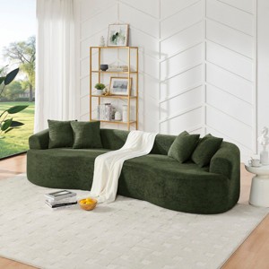 112" Modular Curved Sectional Sofa,Modern Chenille 4-Seater Couch with Soft Foam for Living Room No Assembly-Baofuwish - 1 of 4