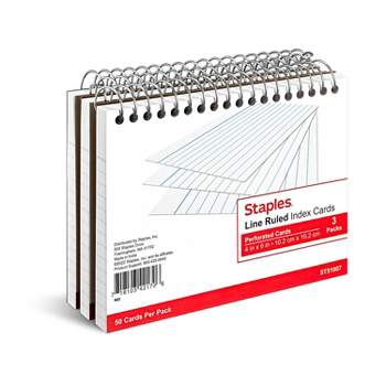 Staples 4" x 6" Line Ruled Spiral Bound Index Cards 50/Pack (51007) TR51007