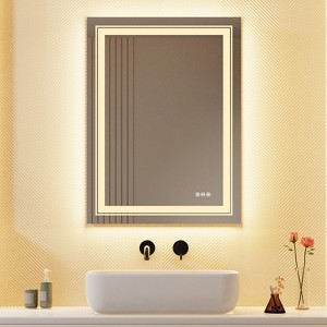 20-55in Oversize Led Dual Illuminated Bathroom Mirror Wall Mounted Antifog Vanity Mirror, Wall Decor Mirror - 1 of 4