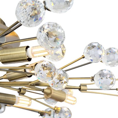 Brass and Crystal 27" Semi-Flush Mount Ceiling Light with LED