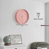 Clockswise 12" Rose Pink Hex Embossed Wall Clock Modern Decorative Round Hanging Design with Geometric Pattern Perfect for Bedroom - 3 of 4