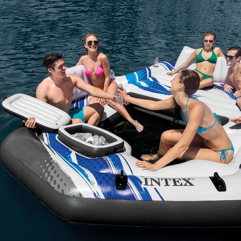 Intex 5 Seat Lounging Pool Float & 2 Seat Pool Tube Float w/ Cooler & Repair Kit, 4 of 7