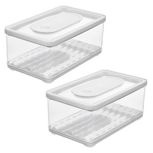 iDesign Large Fridge Produce Bin with Drainage Tray - Set of 2 - Clear - 1 of 4