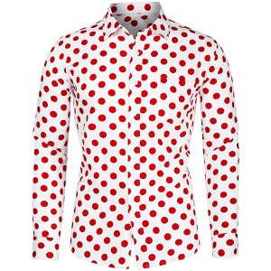 INSPIRE CHIC Men's Long Sleeves Button Down Polka Dots Shirt - 1 of 4