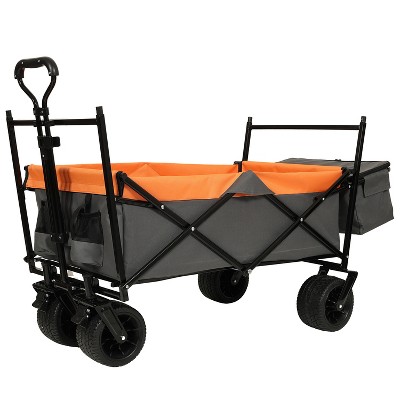 VYNXARIA 480Lbs Collapsible Wagon with Canopy,Wagon Stroller with 7" All-Terrain Wheels, Lightweight Foldable Wagon, Large Capacity£¬Orange