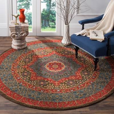 Rectangular Red Easy Care Stain-Resistant Area Rug
