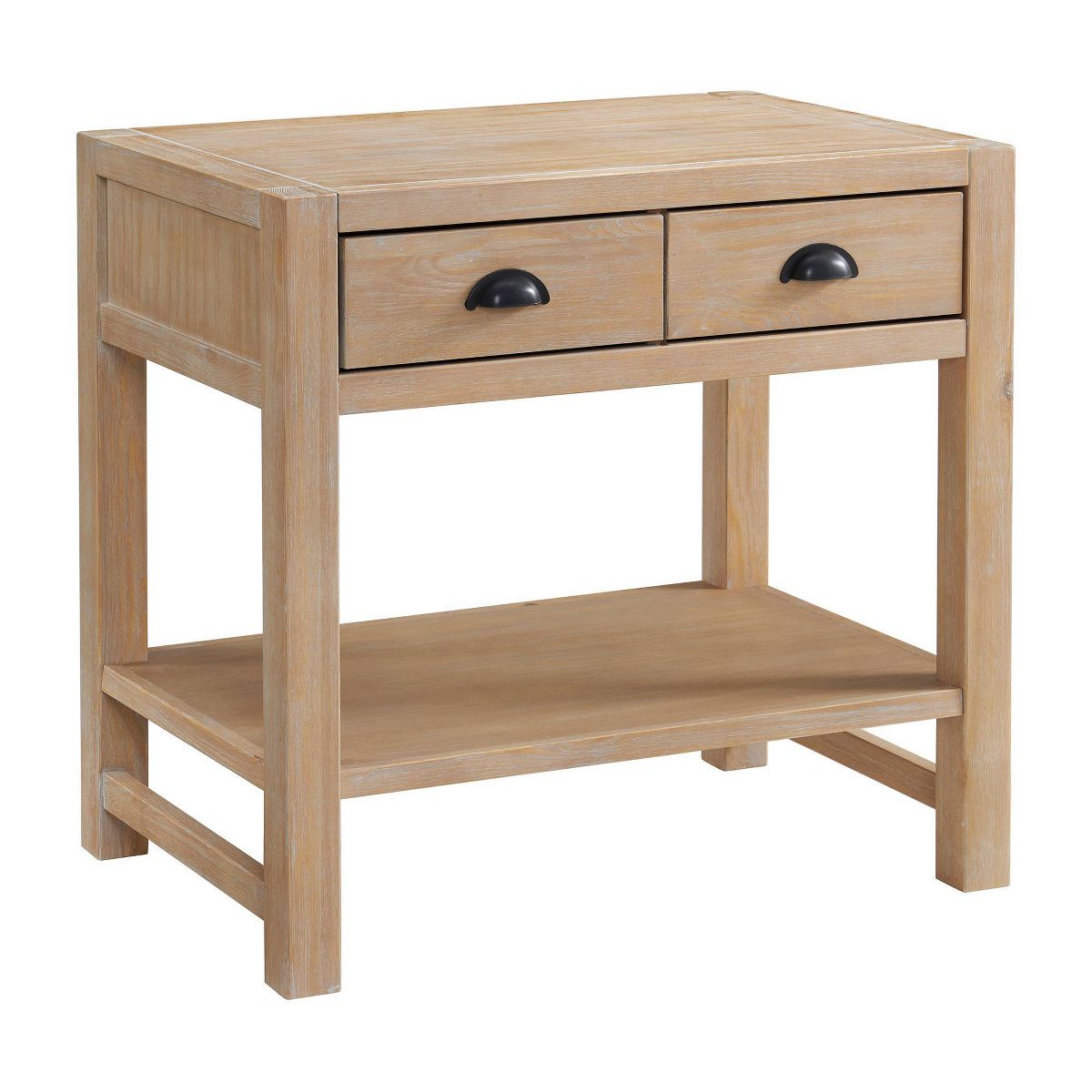 4pc Arden Wood Bedroom Set with 2 Drawer Nightstand with Open Shelf Light Driftwood - Alaterre Furniture - thumbnail 7