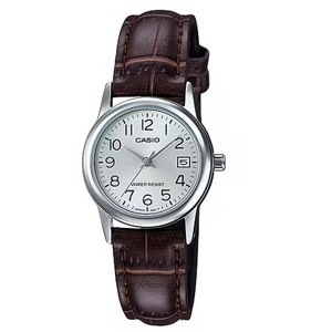 Casio Women’s Silver Dial Watch with Brown Leather Band - LTP-V002L-7B - 1 of 2