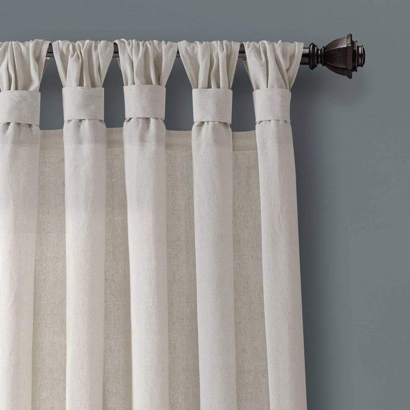 Burlap Knotted Tab Top Light Filtering Window Curtain Panels - Lush Décor, 3 of 9