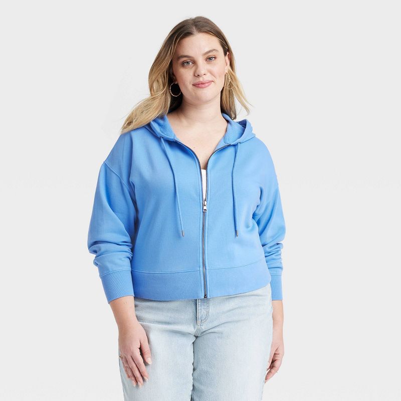 Women's Cropped Hooded Zip-Up Sweatshirt - Universal Thread™, 1 of 11