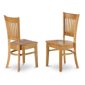 East West Furniture, Vancouver Wood Seat Kitchen dining Chairs in Oak Finish, Set of 2 - 1 of 3
