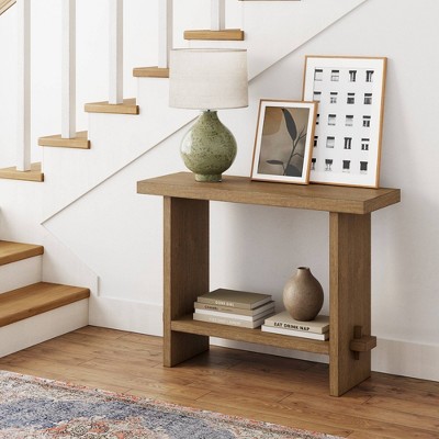 Virgo Light Brown Wood Console Table with Storage