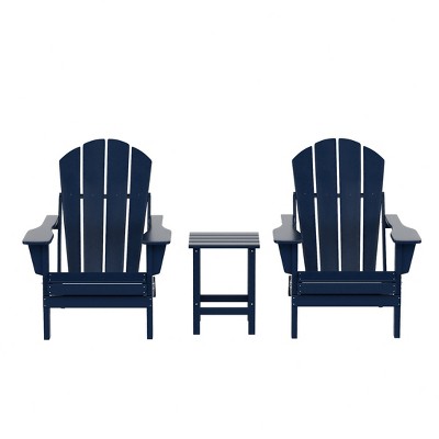 WestinTrends Malibu HDPE Outdoor Patio Folding Poly Adirondack Conversation Set (3-Piece)