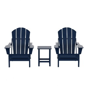 WestinTrends Malibu HDPE Outdoor Patio Folding Poly Adirondack Conversation Set (3-Piece) - 1 of 4