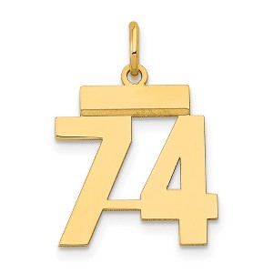 Black Bow Jewelry 14k Yellow Gold, Athletic Collection, Small Polished Number 74 Pendant - 1 of 4