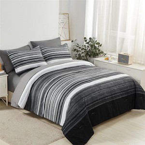 Hub Styler Twin Patchwork Striped Bedding Set - 1 of 4