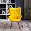 Roundhill Furniture Doarnin Contemporary Silky Velvet Tufted Button Back Accent Chair, Yellow - 4 of 4