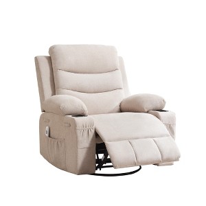 Recliner Chair - Oversized Manual Reclining Rocking Chair, 360 Swivel Glider with Cup Holder, Massage and Heat, Sofa for Adults, Living Room, Bedroom - 1 of 4