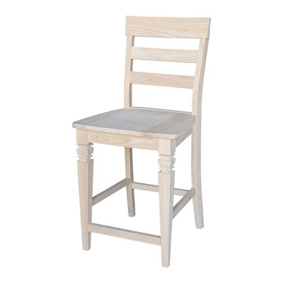 24" Unfinished Solid Wood Ladder-Back Counter Stool