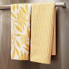 Geometry Tea Towel Set Ivy: Modern Floral & Stripe Quick Dry Microfiber Kitchen Towels, 2-Piece, Yellow - image 2 of 3