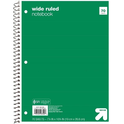 Photo 1 of  pack ofWide Ruled 1 Subject Flexible Paperboard Cover Spiral Notebook - up & up™