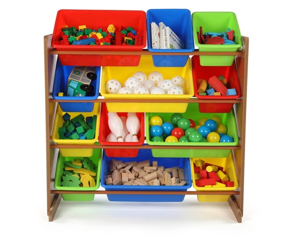 Toy Organizer - Highlight Collection - Dark Pine/Primary - Tot Tutors