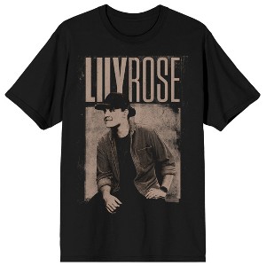 Lily Rose Monochrome Photo Art Crew Neck Short Sleeve Men's Black T-shirt - 1 of 3