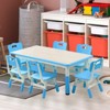 Kids Table and Chairs Set, Height Adjustable Desk with 6 Chiairs, Arts Crafts Table, Children Activity Table for Classrooms, Daycares, Home - 3 of 4