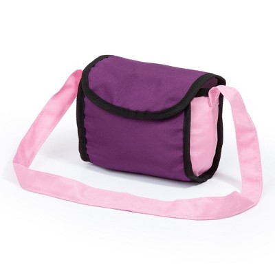 Purple and Pink Adjustable Doll Pram with Shoulder Bag
