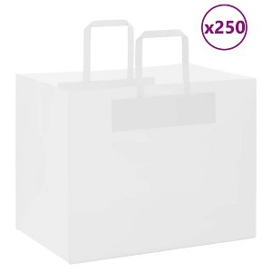 vidaXL Paper Bags 250 pcs with Handles White 12.6x8.7x9.4" - 1 of 4