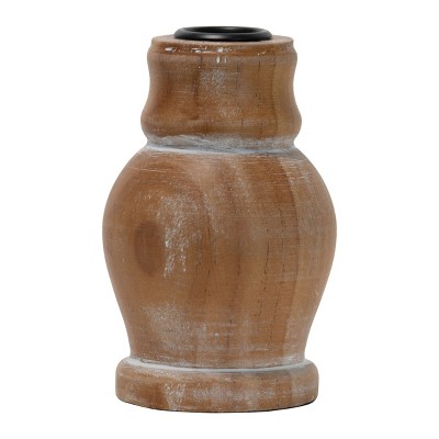 Small Natural Whitewashed Wood Taper Candle Holder