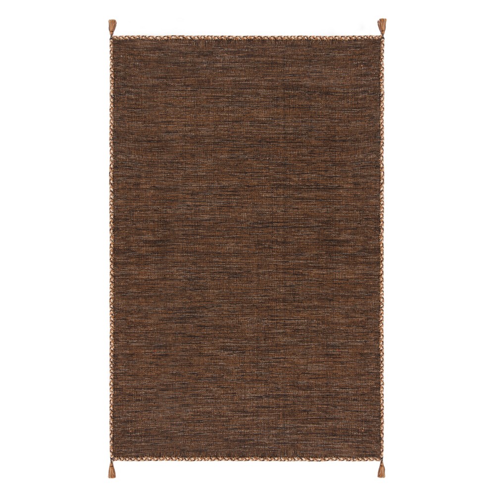 5'x8' Solid Woven Area Rug Brown/Black - Safavieh