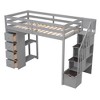 TIRAMISUBEST Twin Size Loft Bed with 4 Storage Drawers and Stairs, Wooden Loft BedFrame with Shelves and Storage Staircase - 4 of 4